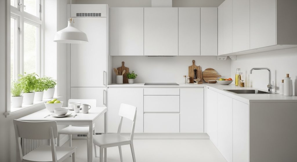 White Furniture in a Small Kitchen