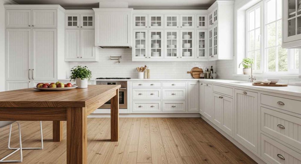 White Furniture with Wooden Accents