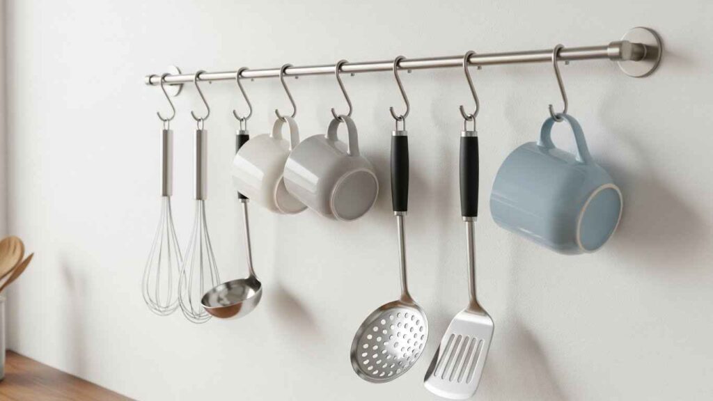 White Hanging Rails with Hooks