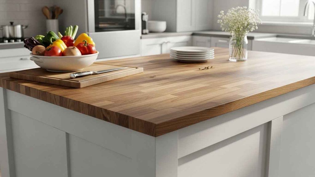 White Island with a Butcher Block Top