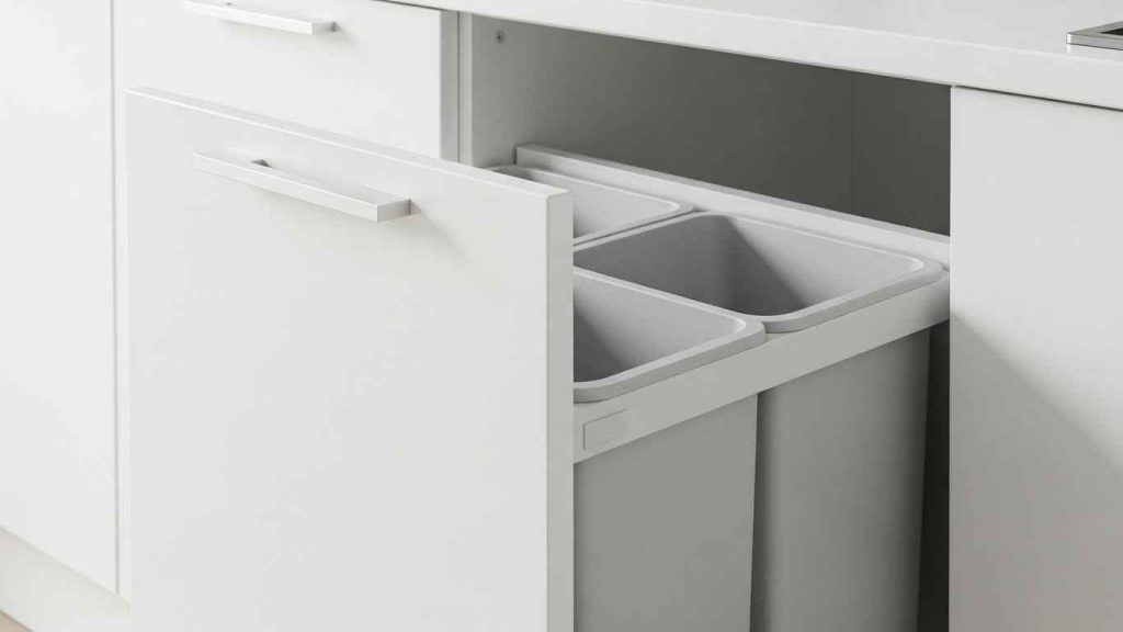 White Kitchen Bin Hardware