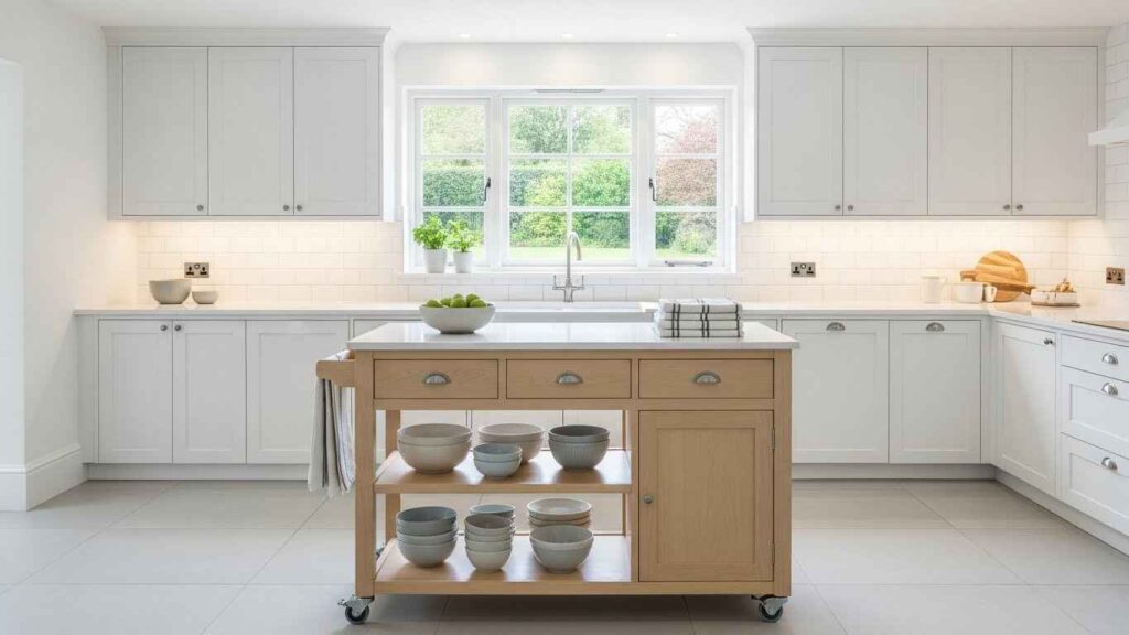 White Kitchen Cart with Storage