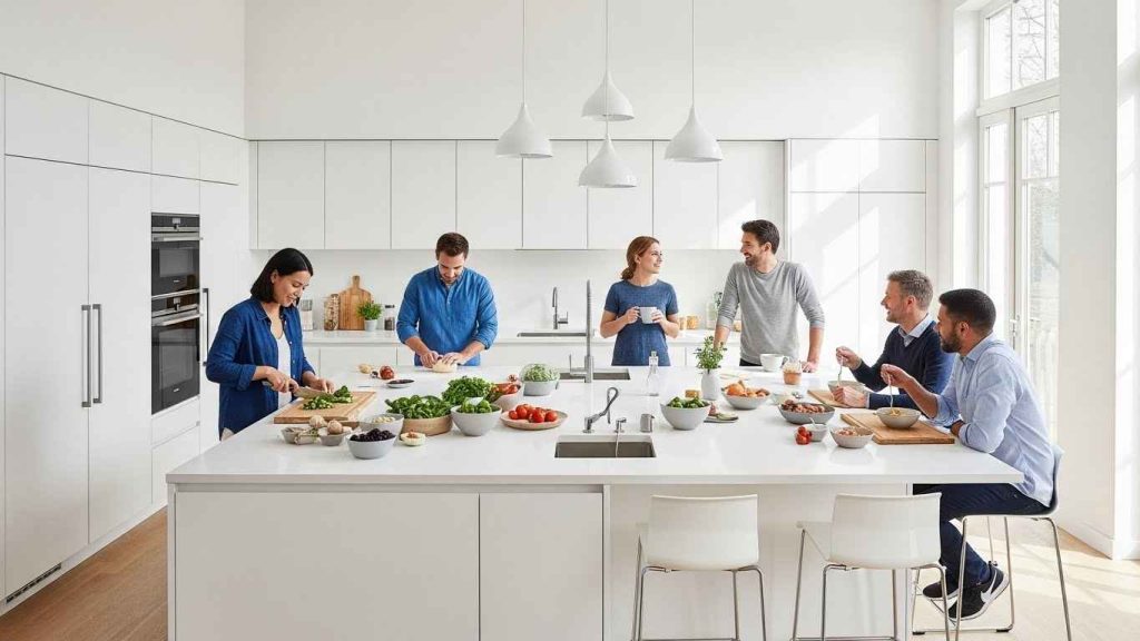 White Kitchen Island as a Focal Point