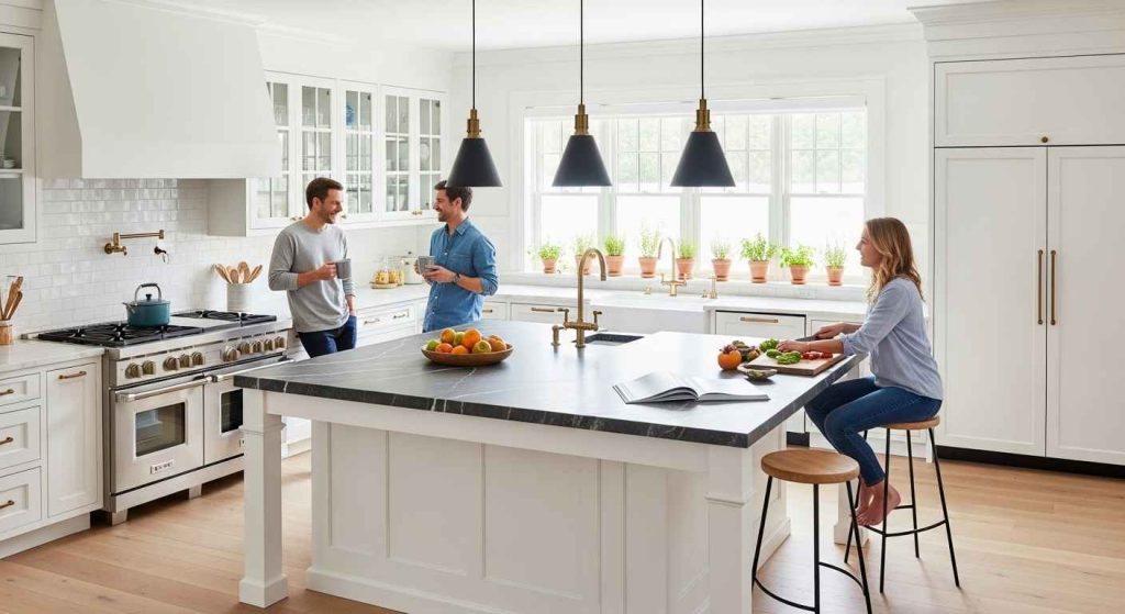 White Kitchen Islands as a Focal Point