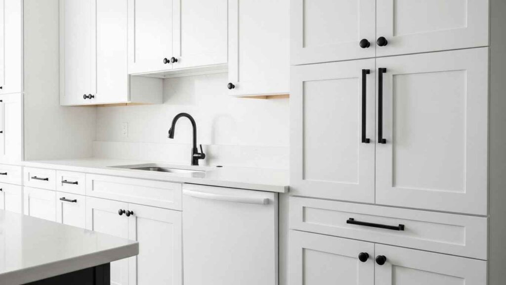 White Kitchen with Bold Black Hardware