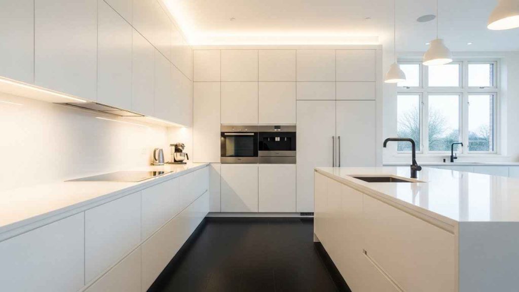 White Kitchen with Dark Flooring