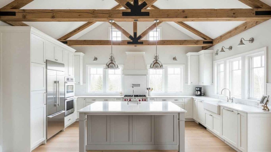 White Kitchen with Exposed Beams
