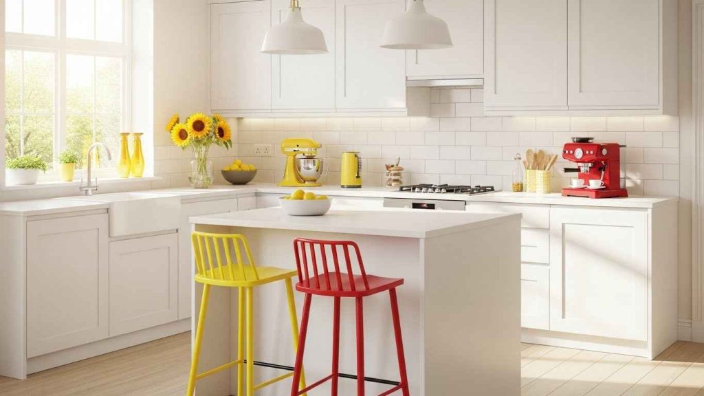 White Kitchen with Pops of Color
