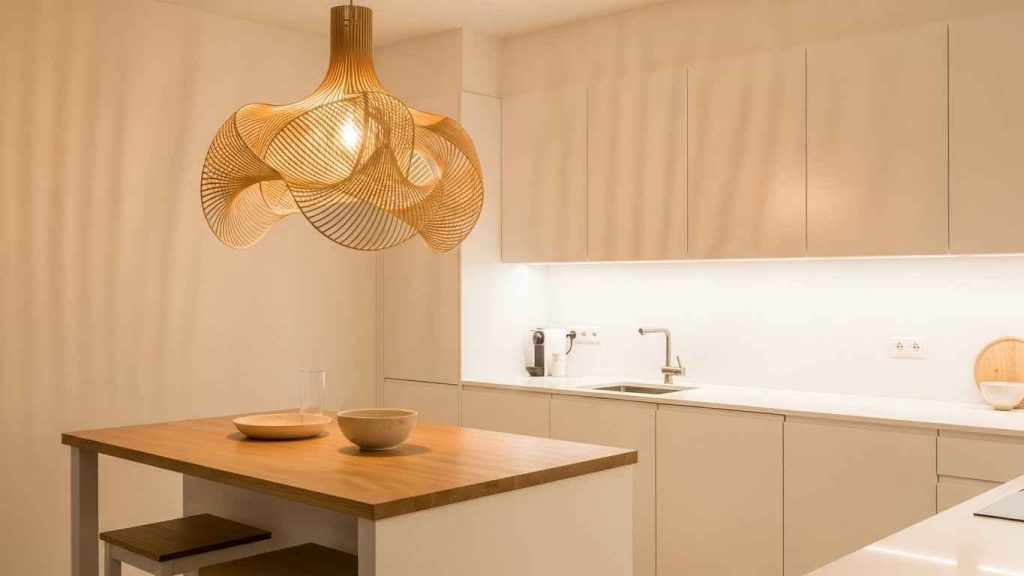 White Kitchen with Statement Lighting