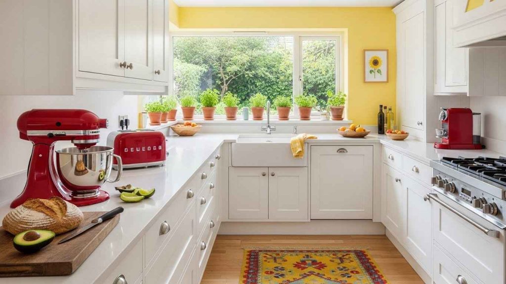 White Kitchen with a Pop of Color