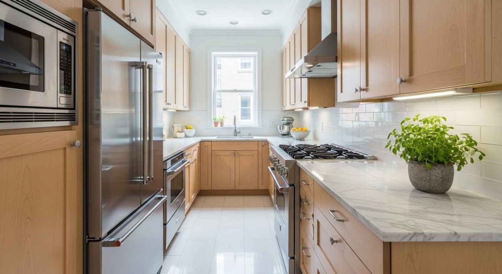 White Marble in a Small Kitchen