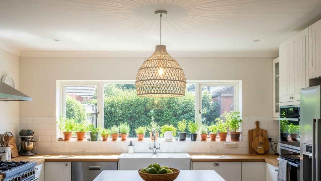 White Pendants with Natural Woven Accents