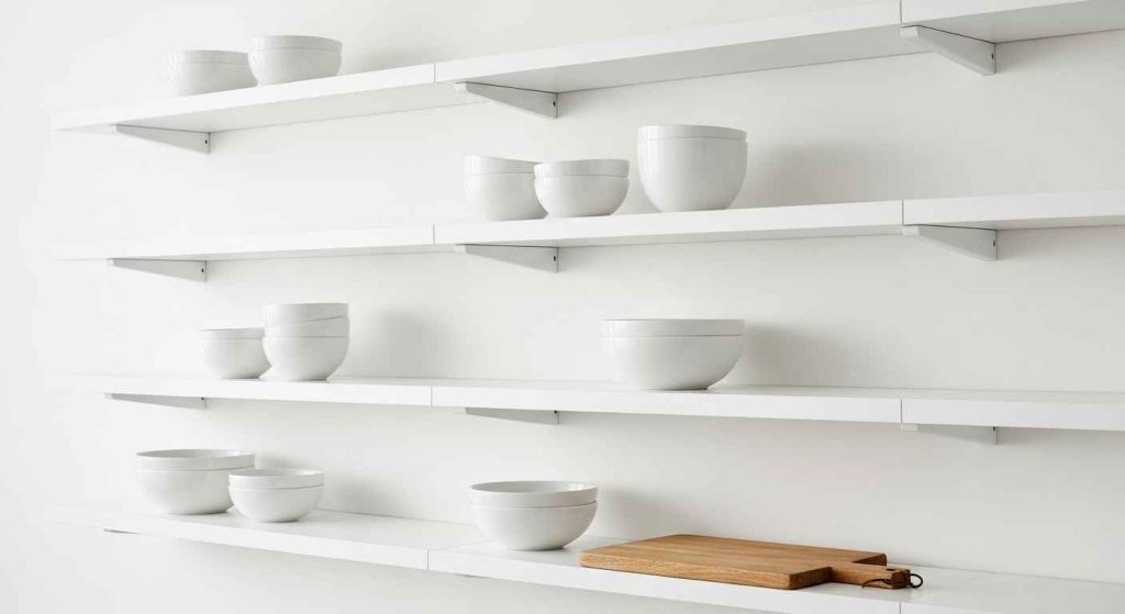 White Shelves with Hidden Brackets