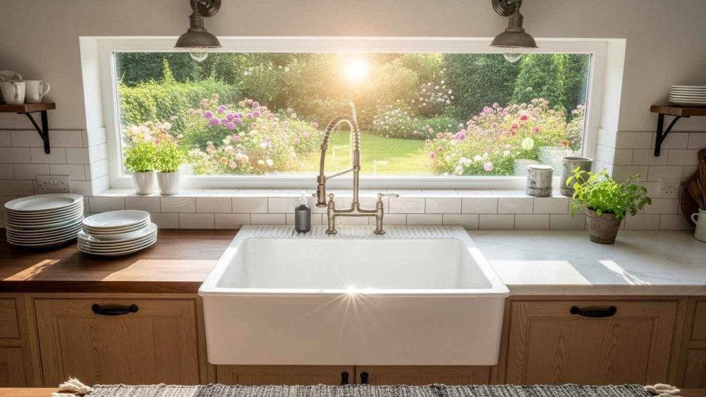 White Sinks with a View Window