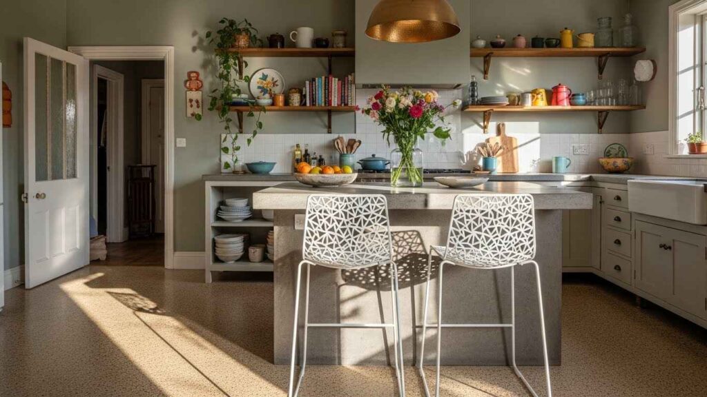 White Stools with Geometric Details