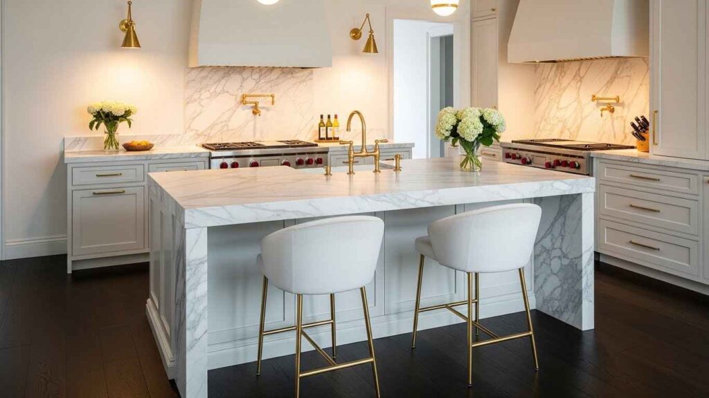 White Stools with a Touch of Gold