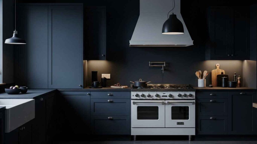 White Stove in a Dark Kitchen