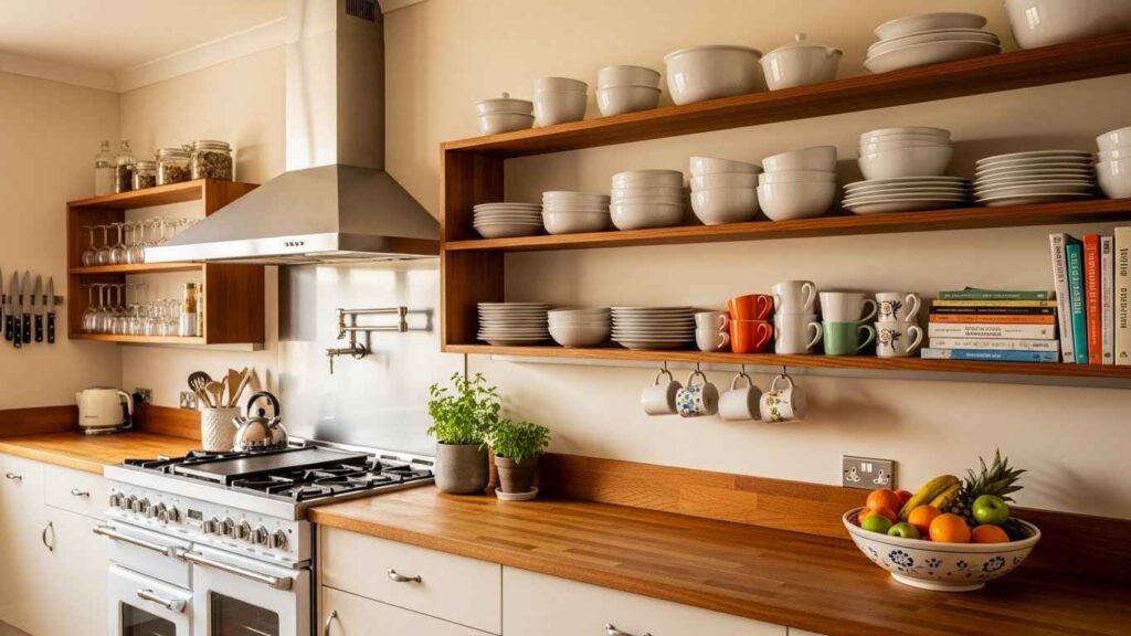 White Stove with Open Shelving