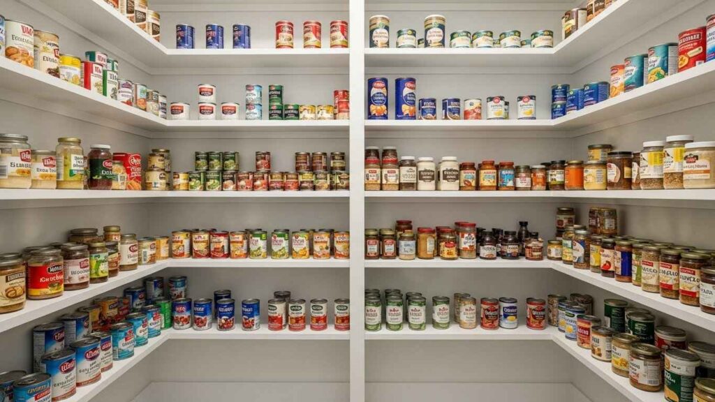 White Tiered Shelves for Pantries