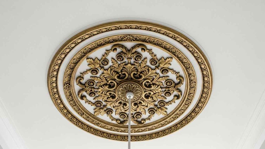 White and Gold Ceiling Medallion