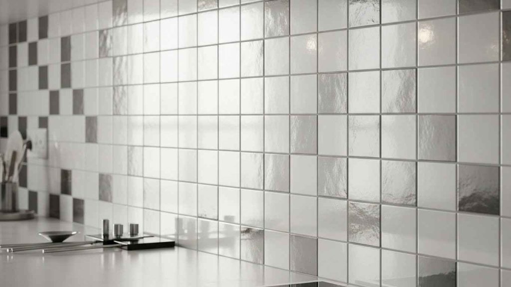 White and Metallic Backsplash Brilliance