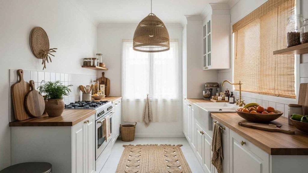 White and Woven Textile Touches