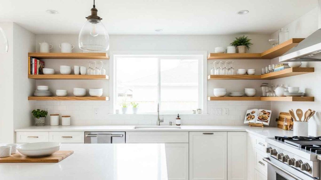 White with Open Shelving