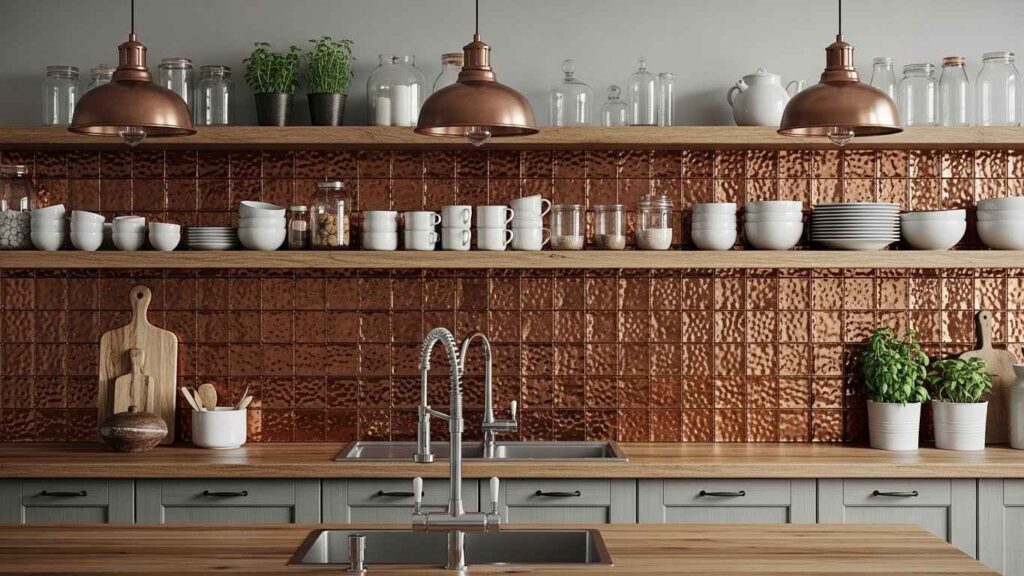 Hammered Copper Metal Tiles