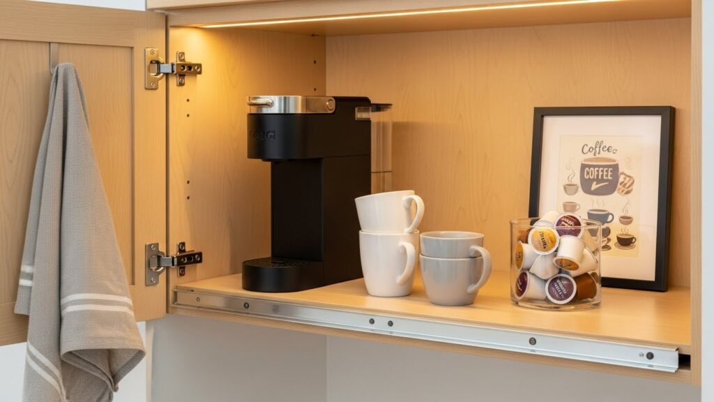 Sliding Shelves for a Coffee Station