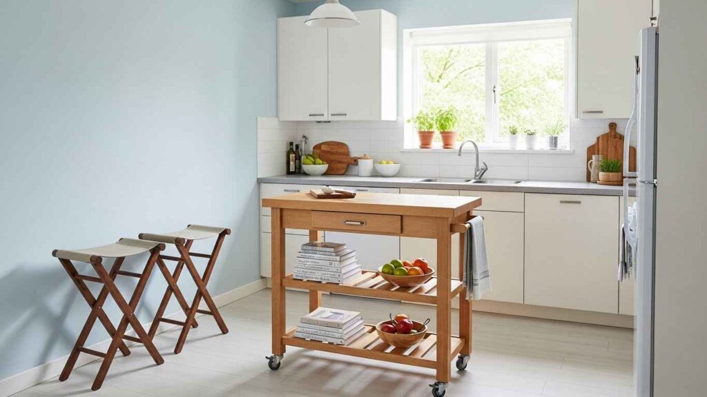 The Portable Kitchen Cart with Stools