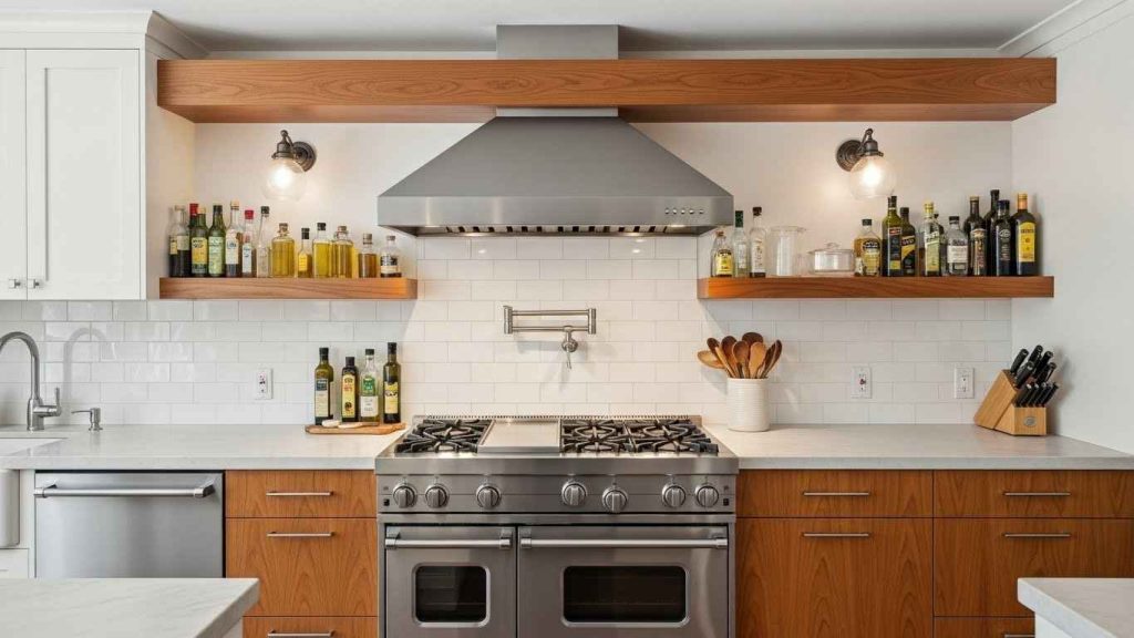 Continuous Shelf Over a Range Hood