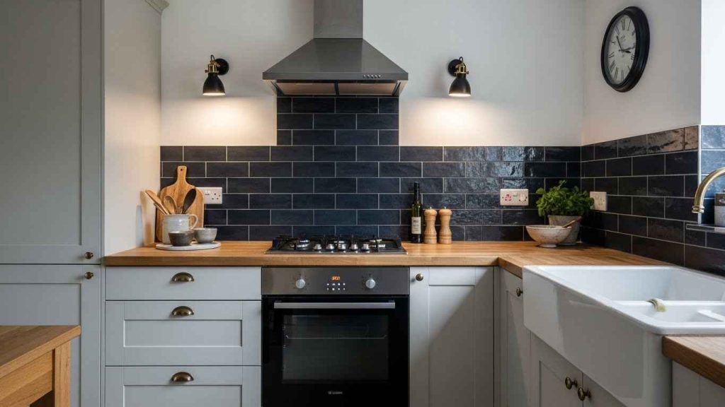 Dramatic Dark Backsplash Accent