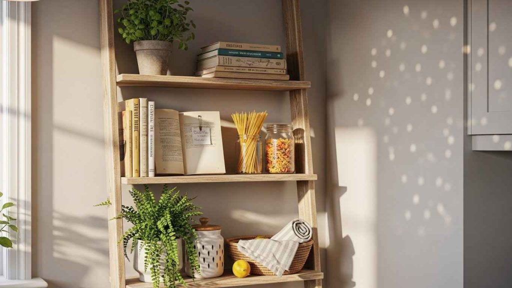 Tall Ladder Shelf for Corner Storage