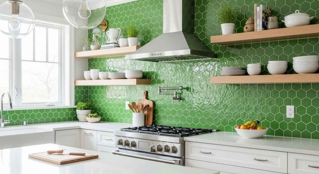 Refreshing Apple Green Hexagons